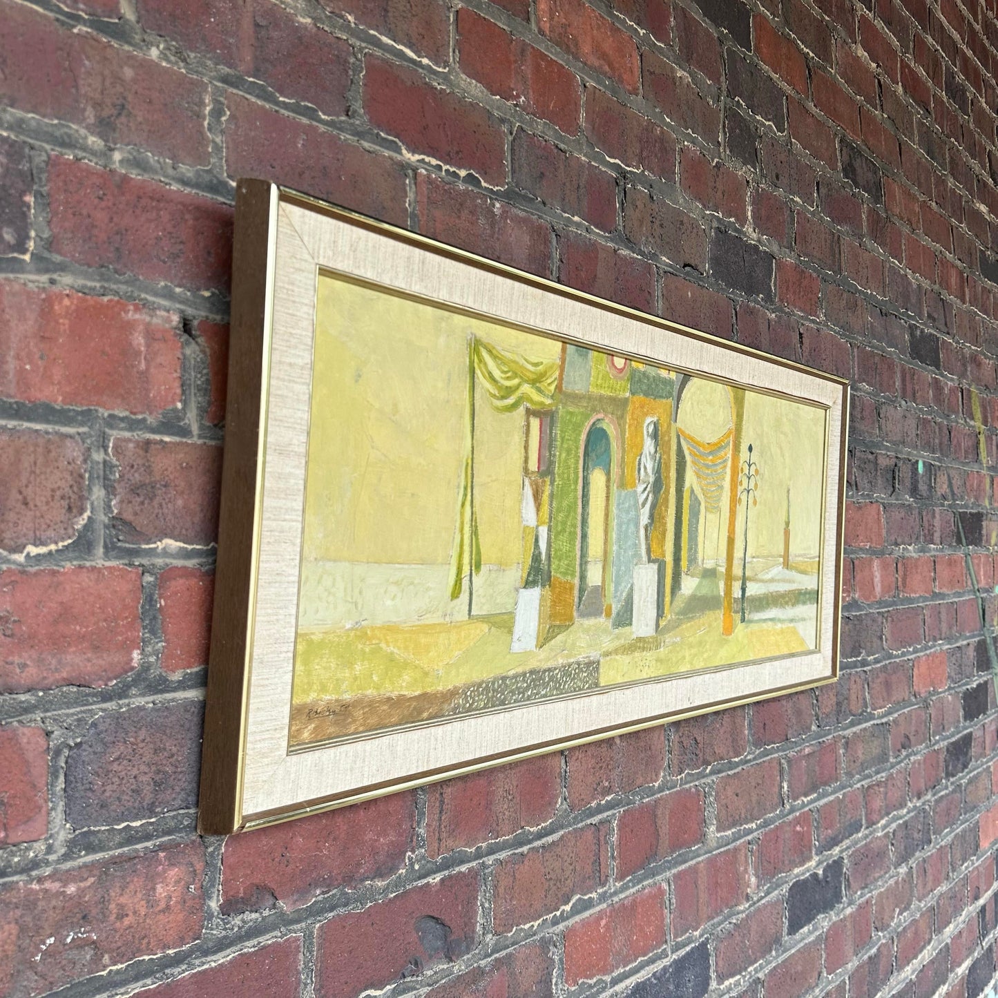 Mid-Century Modern Cityscape Painting by Robert C. Brisley