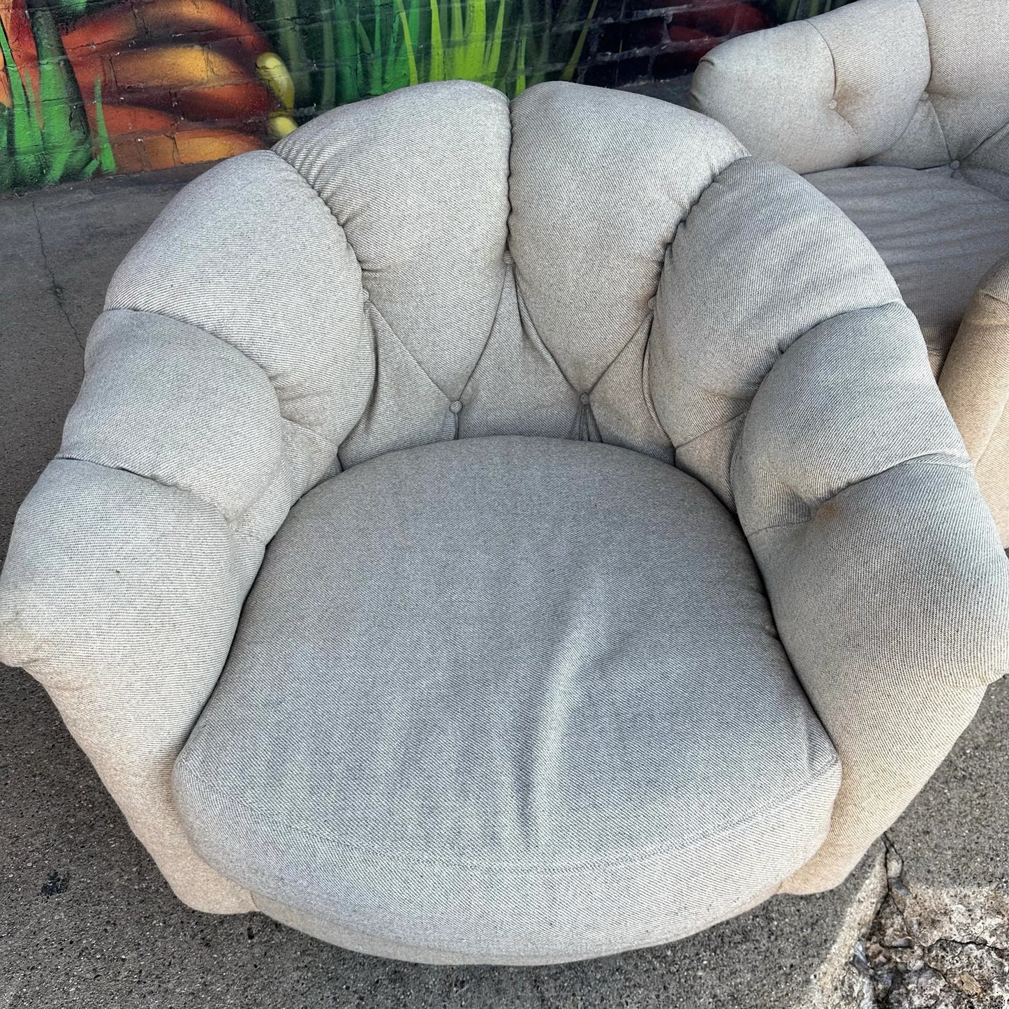 Pair of Milo Baughman Tuffted Swivel Chairs