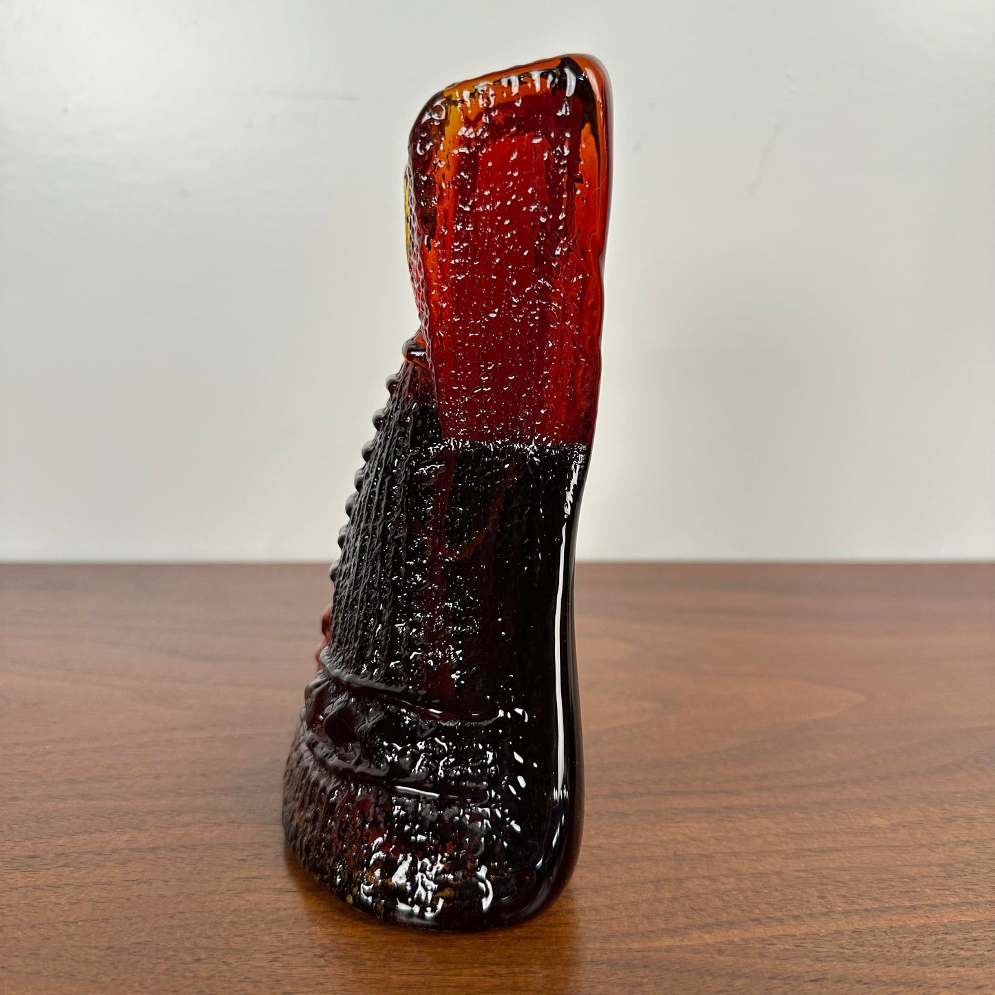 Vintage Blenko Glass Bookend Tepees Native American Amber