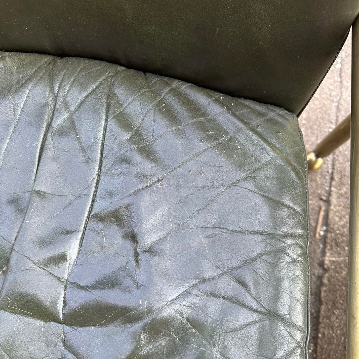 Set of 4 Tubular Brass and Leather Chairs on Wheels