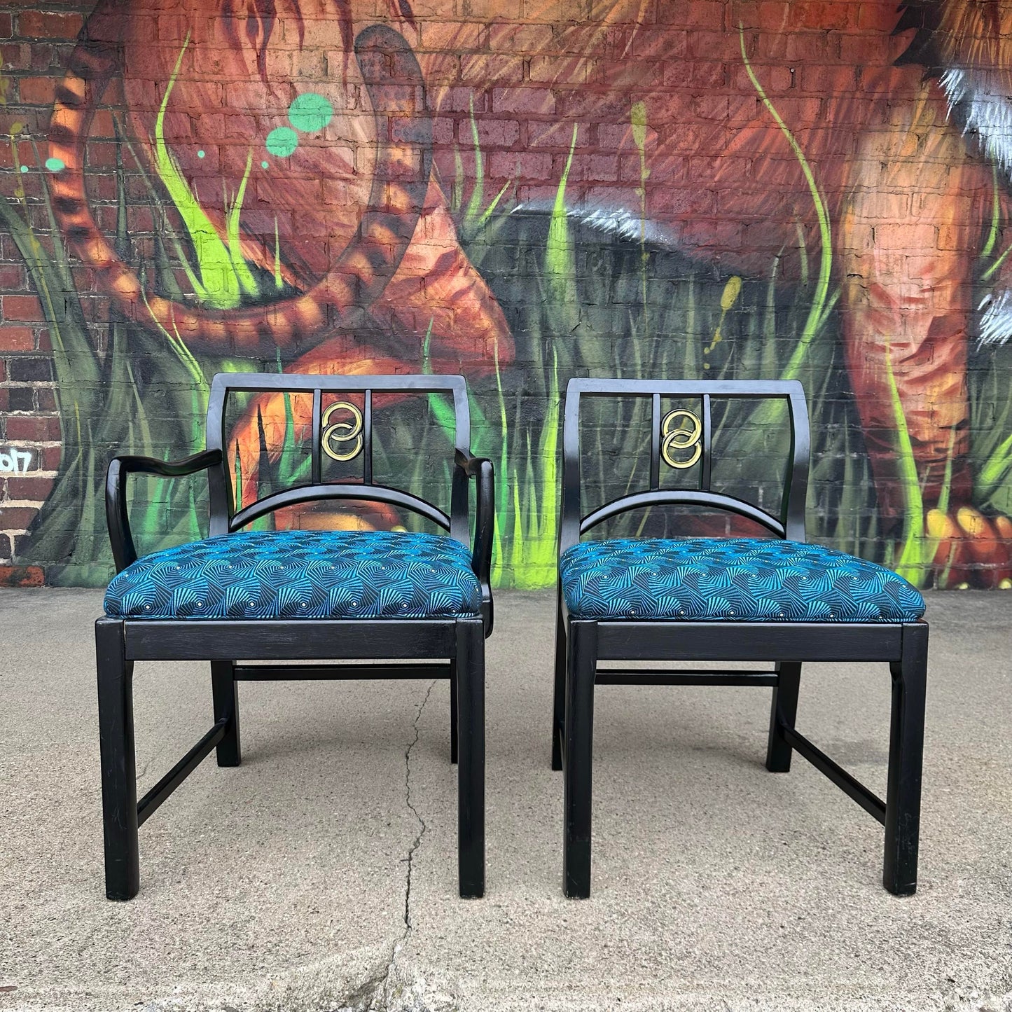 Mid-Century Modern Michael Taylor for Baker Dining Chairs W. Interlocking Circle