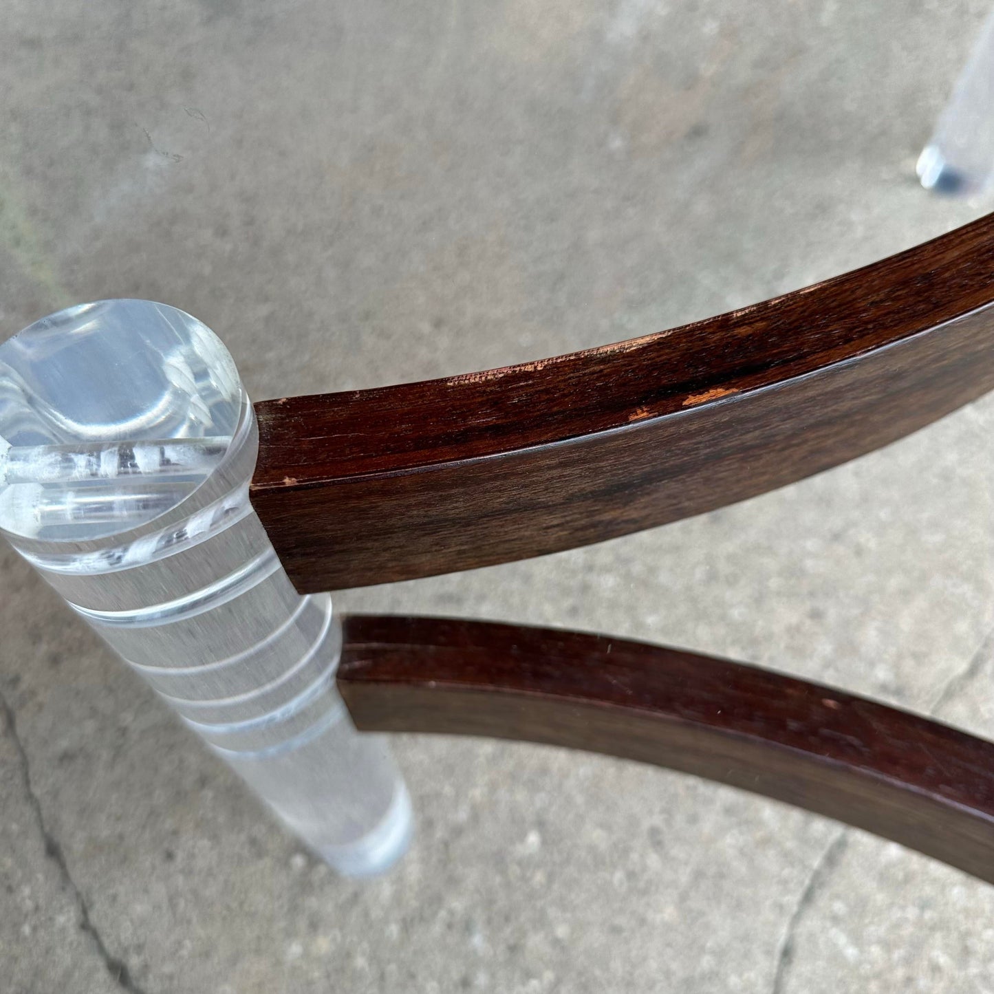 Lucite Glass and Bentwood Round Coffee Table