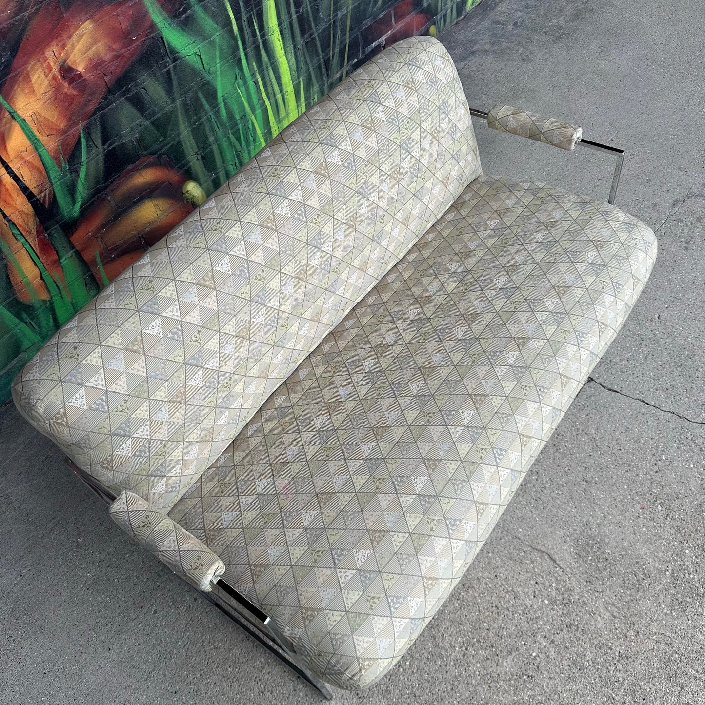 Mid Century Modern Milo Baughman Chrome Base Loveseat