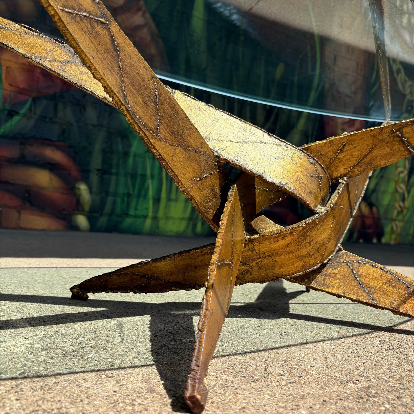 Mid Century Modern Silas Seandel Style Brutalist Torch Cut Cocktail Coffee Table