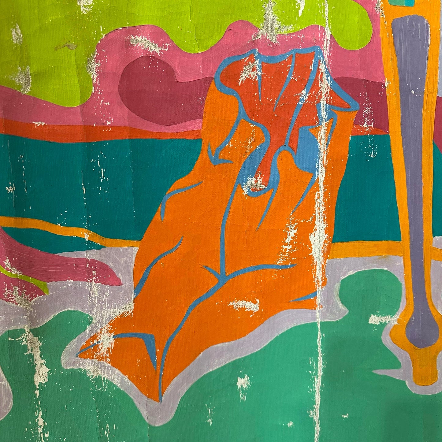 Clayton Pond "Rent Controlled Apartment" American Artist Large Colorful Original Painting