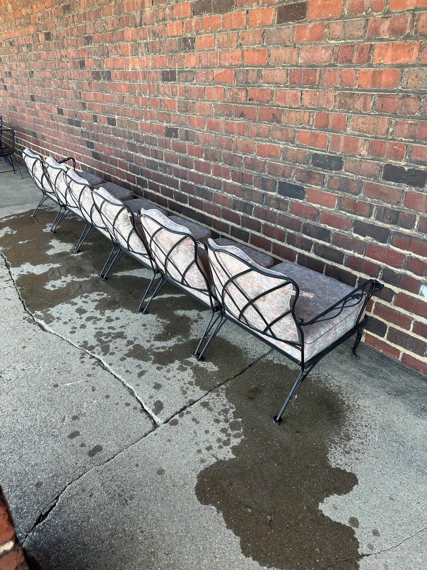 Vintage Woodard Six Piece Sectional Sofa Wrought Iron Patio Furniture, Attributed