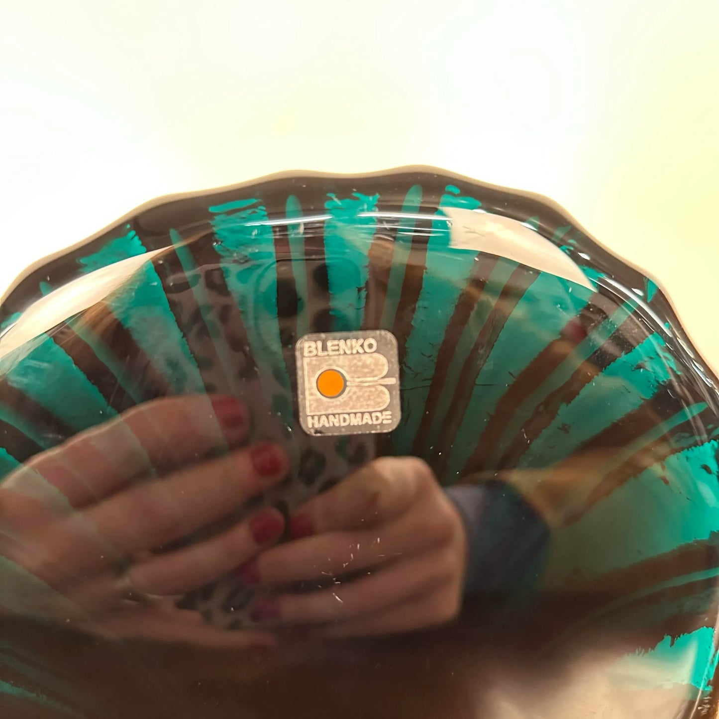 Pair of Blenko Glass Green Teal Clam Shell Bookends