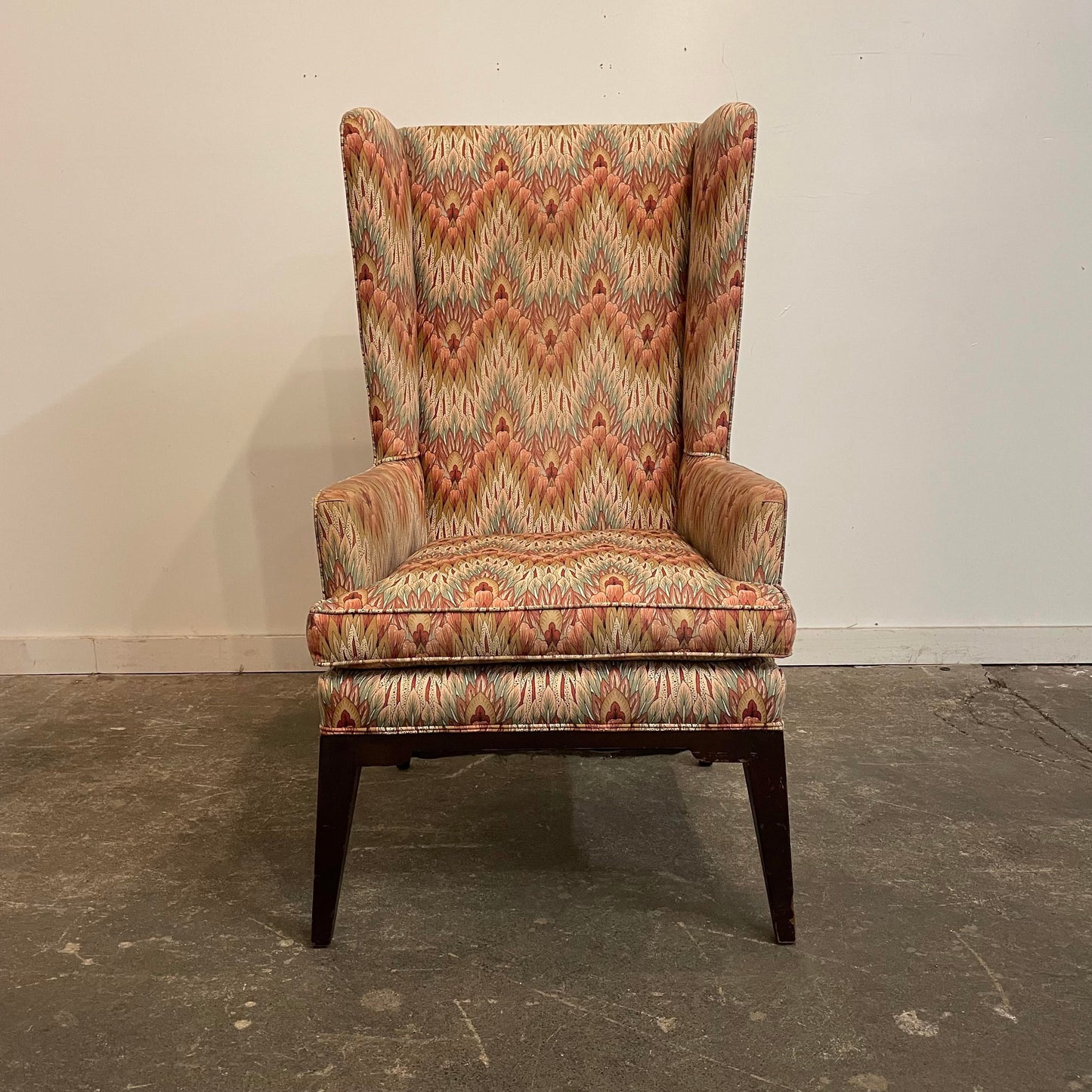 Mid Century Modern Tommi Parzinger Attributed Tall Wingback Chair