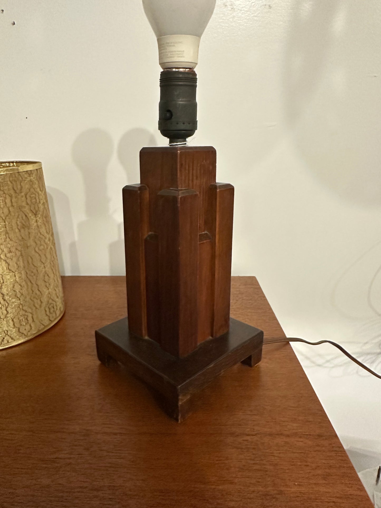 Paul Frankl Skyscraper Table Lamp Signed J Johnson 1939 Wood