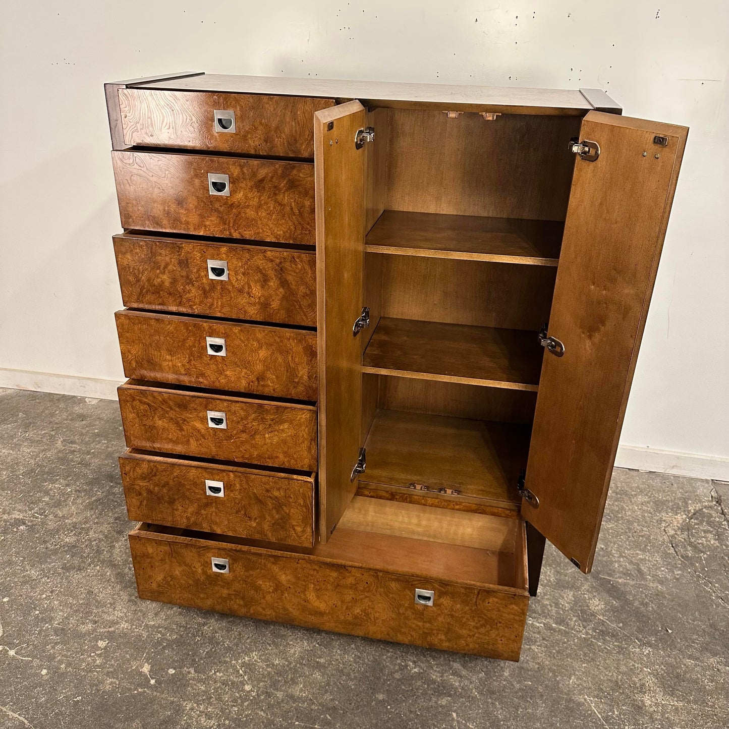 Century Furniture Burlwood Armoire Highboy Dresser Chest