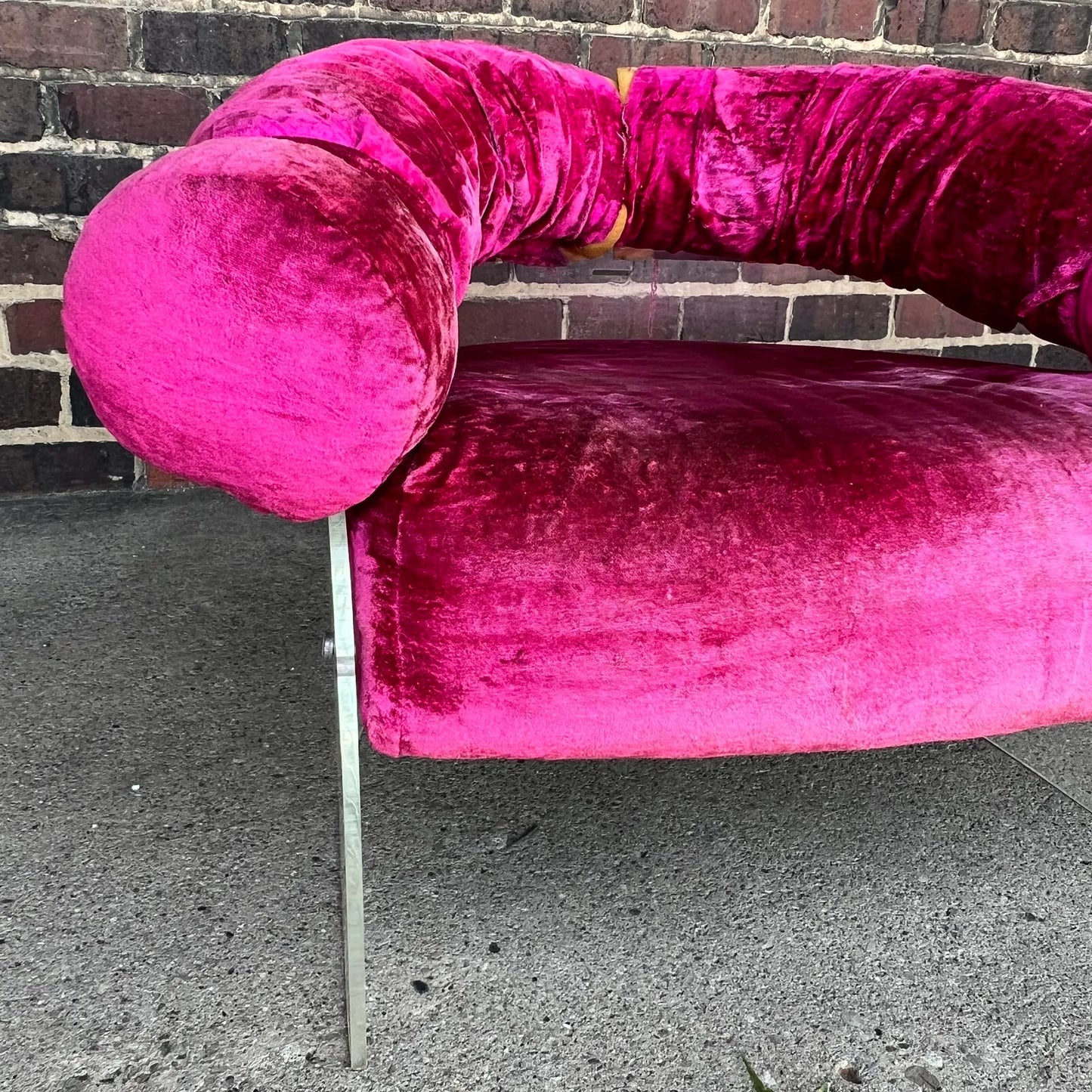 Pink Velvet Lucite Base Tub Chair Chair