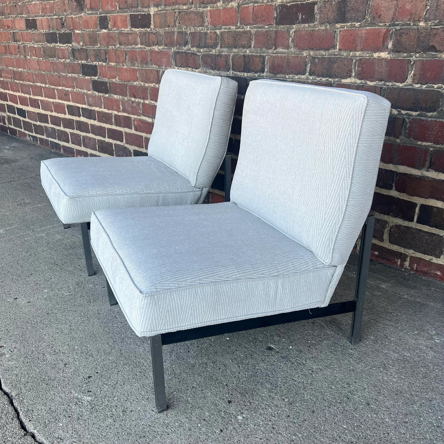 Pair of Knoll Parallel Bar Slipper Chairs Reupholstered