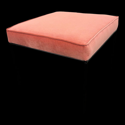 Paul McCobb Style Iron Ottoman Stool Pink Velvet