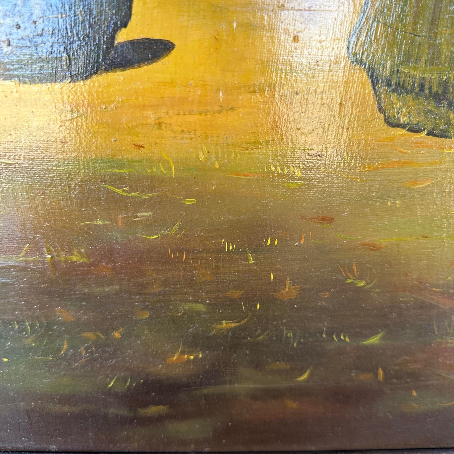 Framed Surrealist Oil Landscape Painting Signed Walle