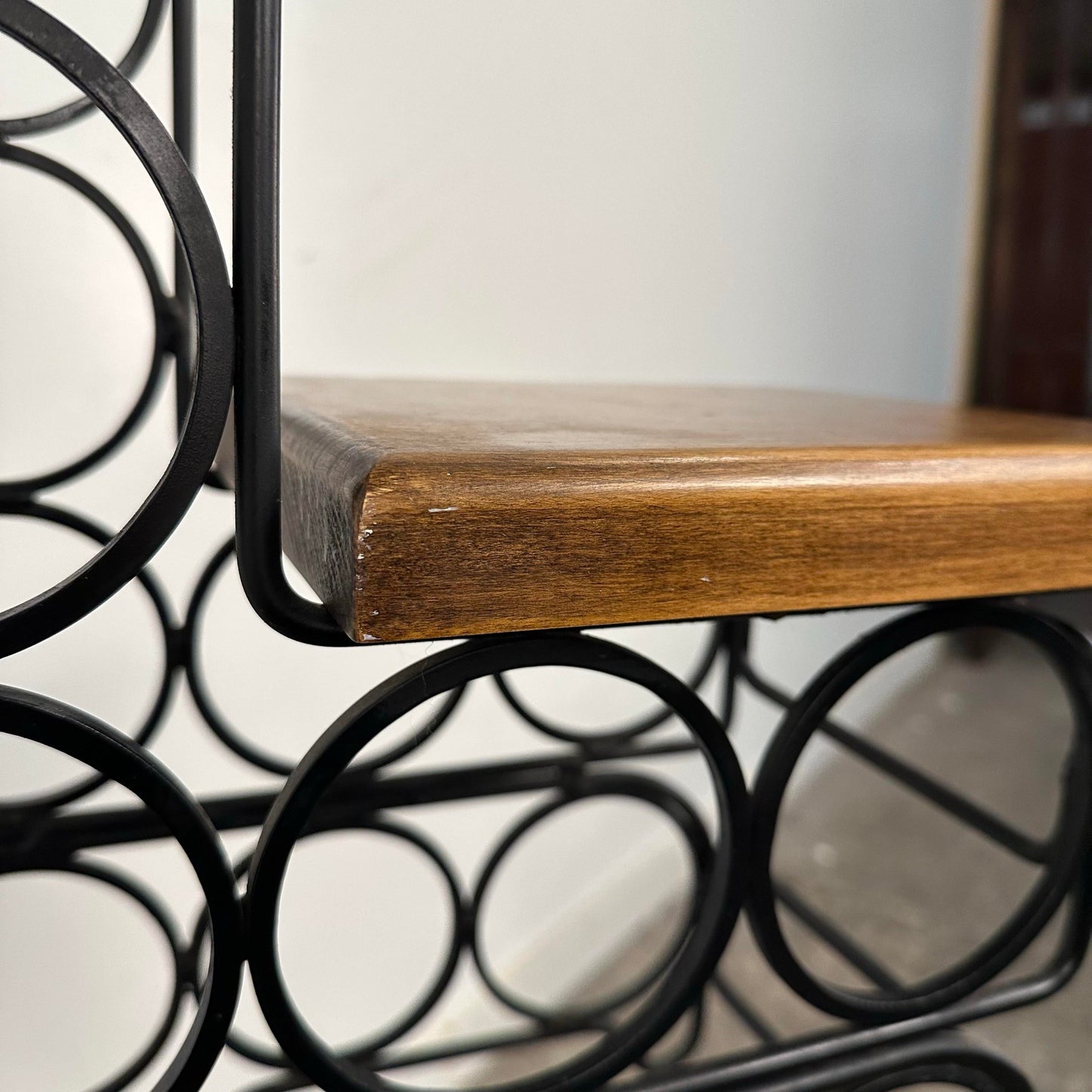 Arthur Umanoff Style Iron & Wood Wine Rack