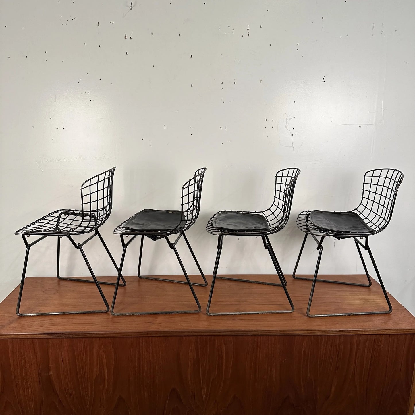 Set of 4 Bertoia for Knoll Children’s Chairs Black Xs