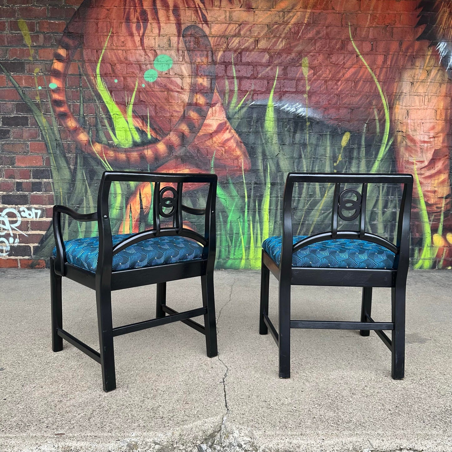 Mid-Century Modern Michael Taylor for Baker Dining Chairs W. Interlocking Circle