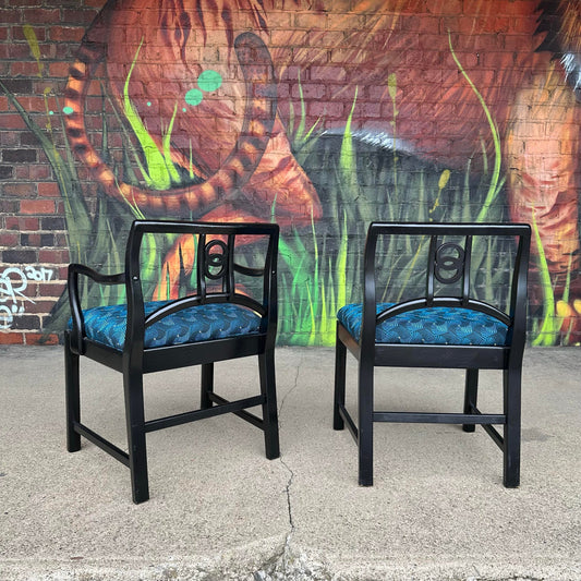 Mid-Century Modern Michael Taylor for Baker Dining Chairs W. Interlocking Circle