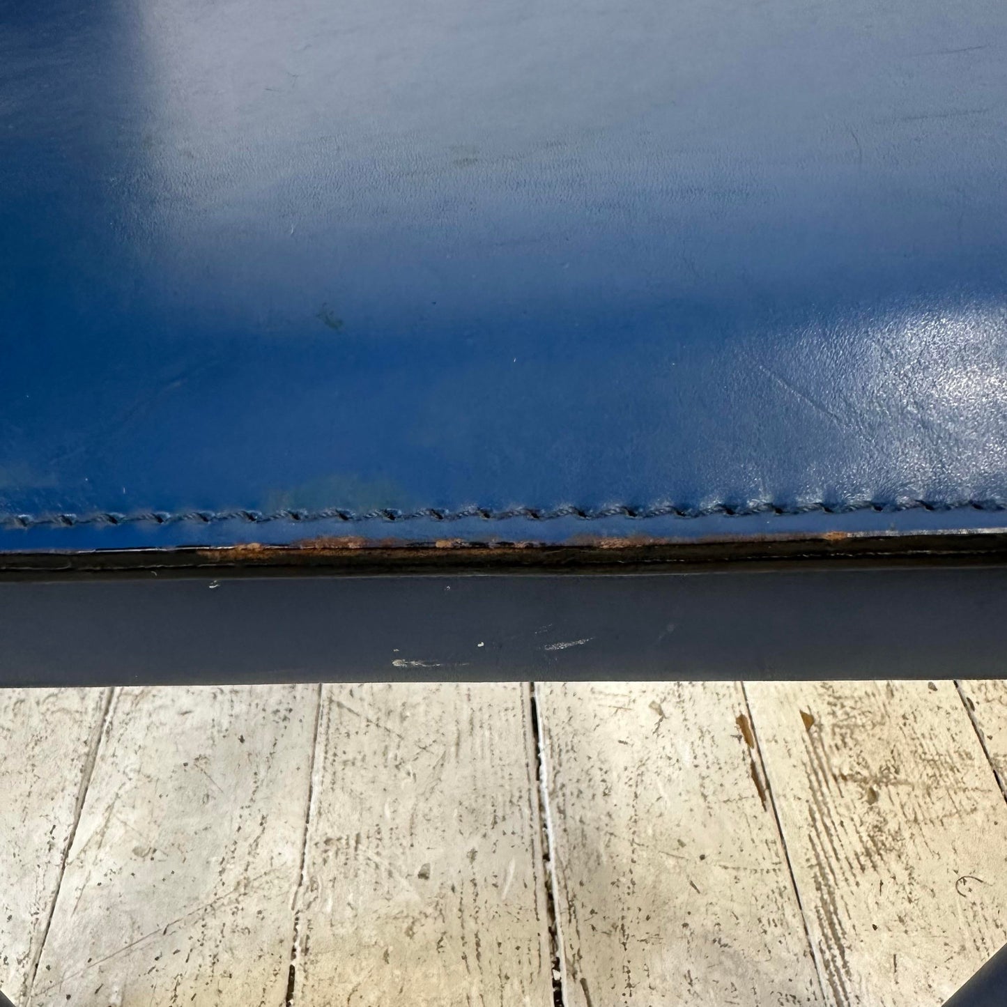 Blue Leather and Chrome Italian Designed Chair by Arper