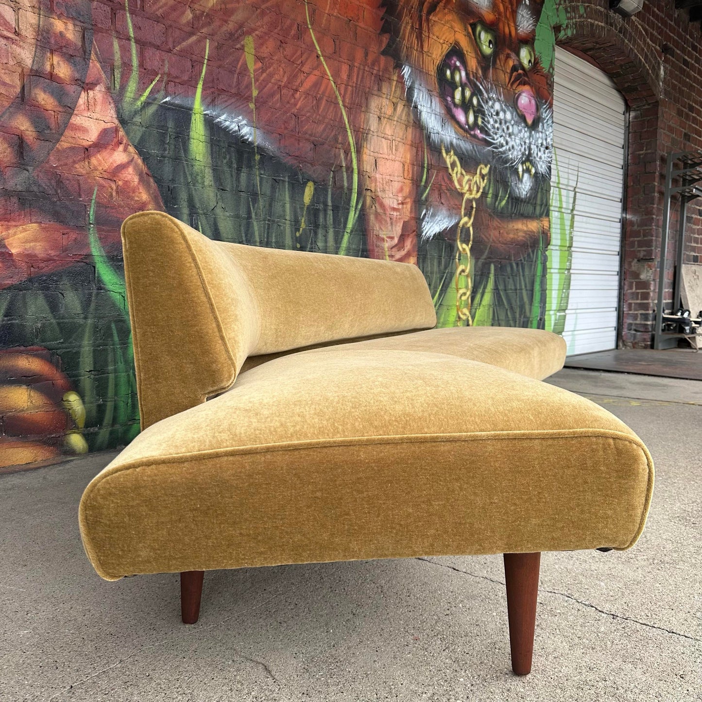Edward Wormley for Dunbar Angle Sofa Reupholstered in Mohair