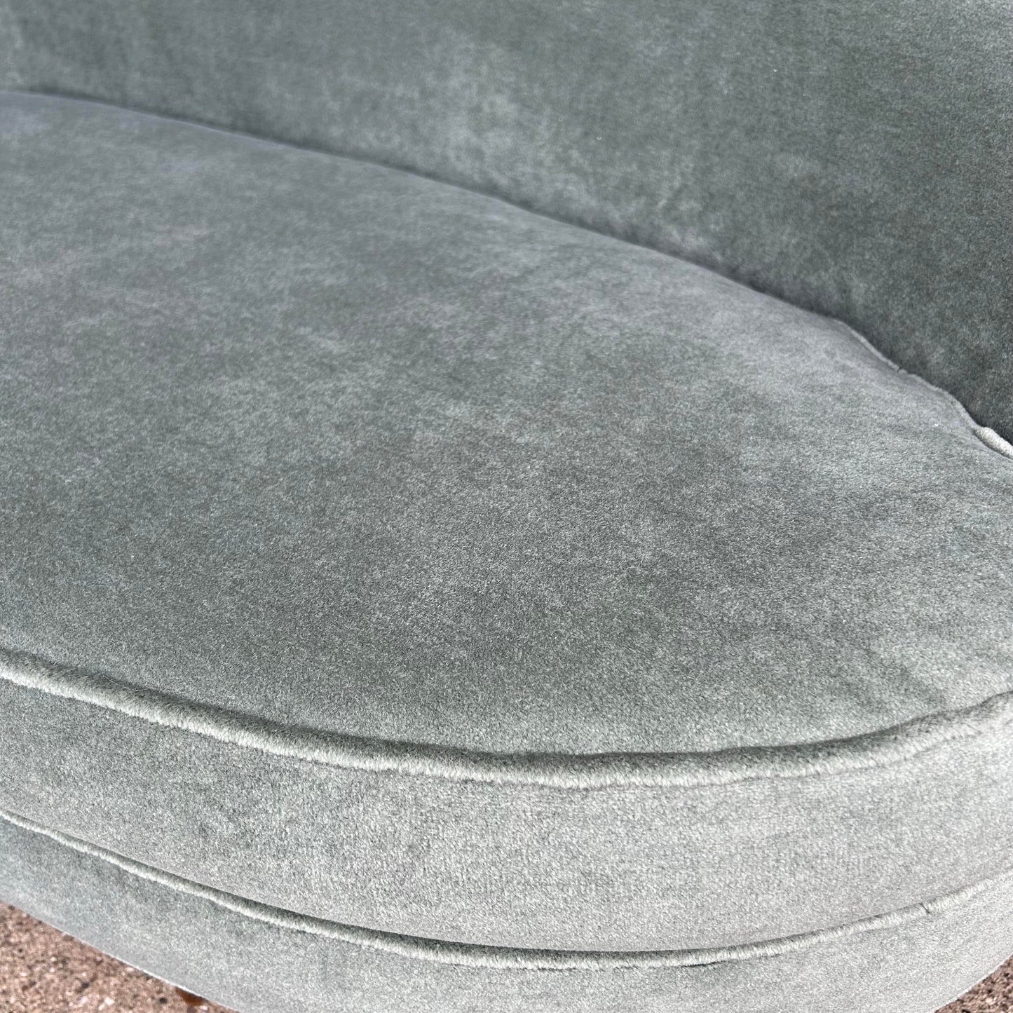 Vintage Chaise Lounge Covered in a Lush Velvet Faux Mohair Light Blue Green
