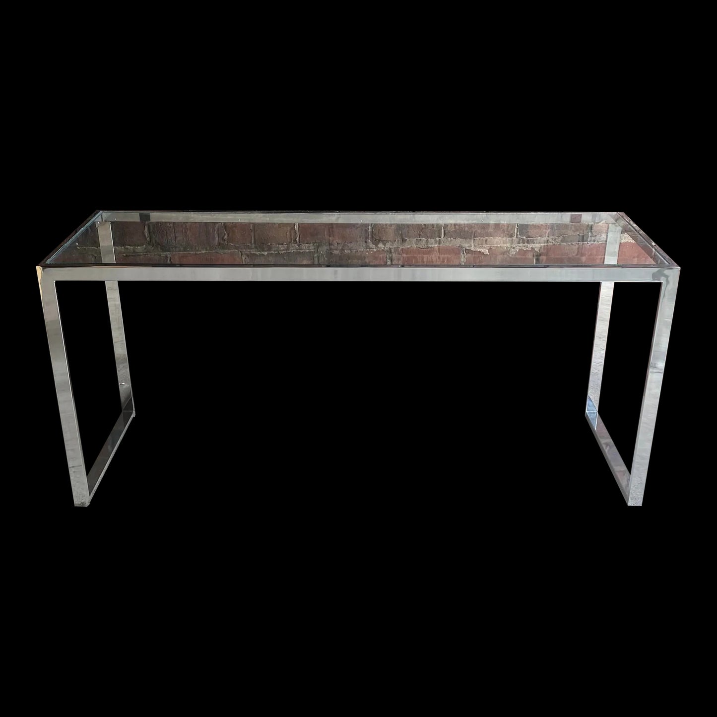 Vintage Chrome Long Side Table In the Style of Milo Baughman