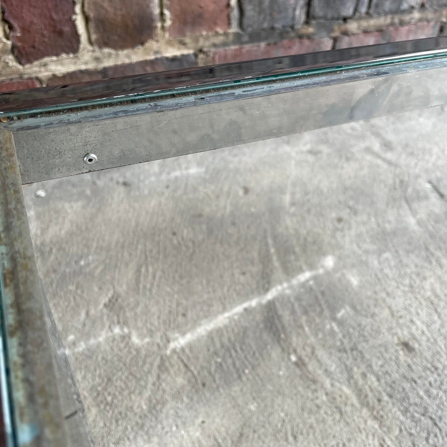 Vintage Chrome Square Coffee Table Milo Baughman Style.