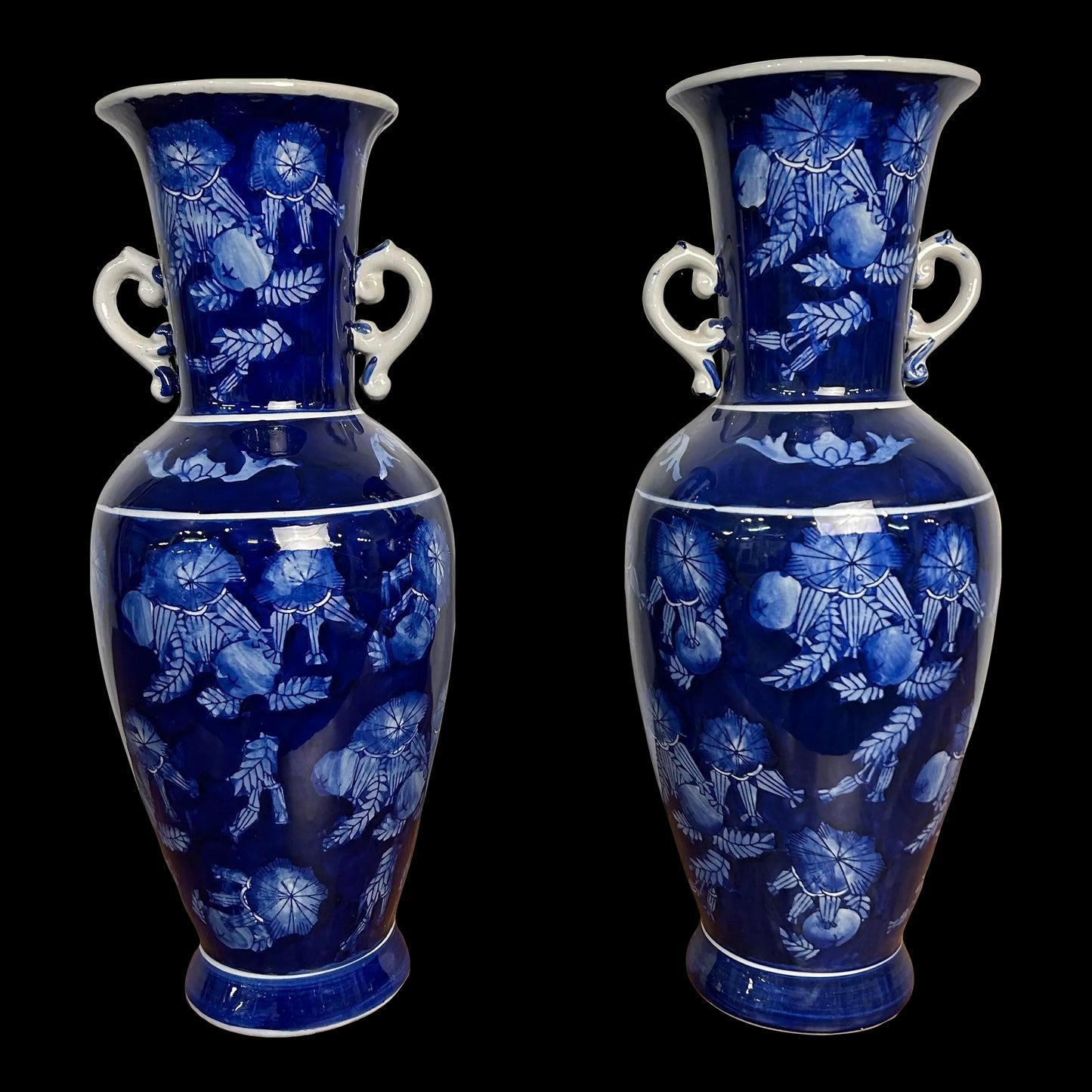 Pair of Blue Ceramic Vases