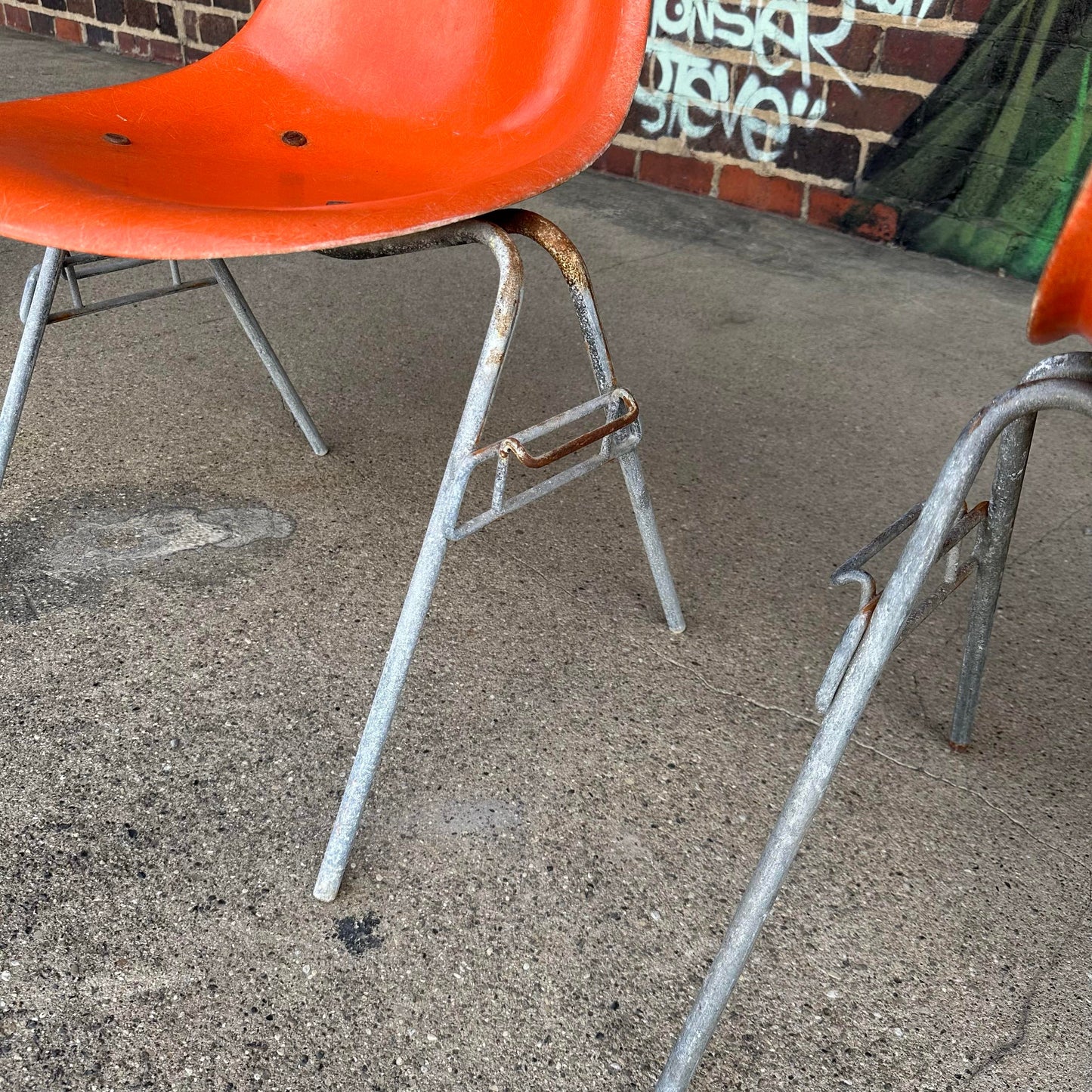 Orange Eames Shell Chairs for Herman Miller