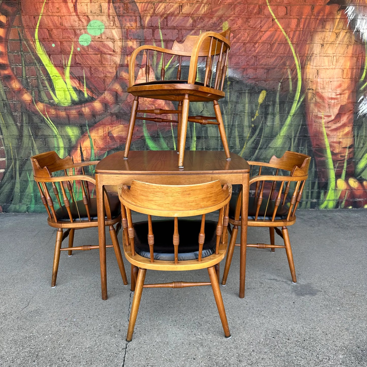 Stewart McDougall and Kipp Stewart for Drexel Declaration Walnut Game Table and Chairs
