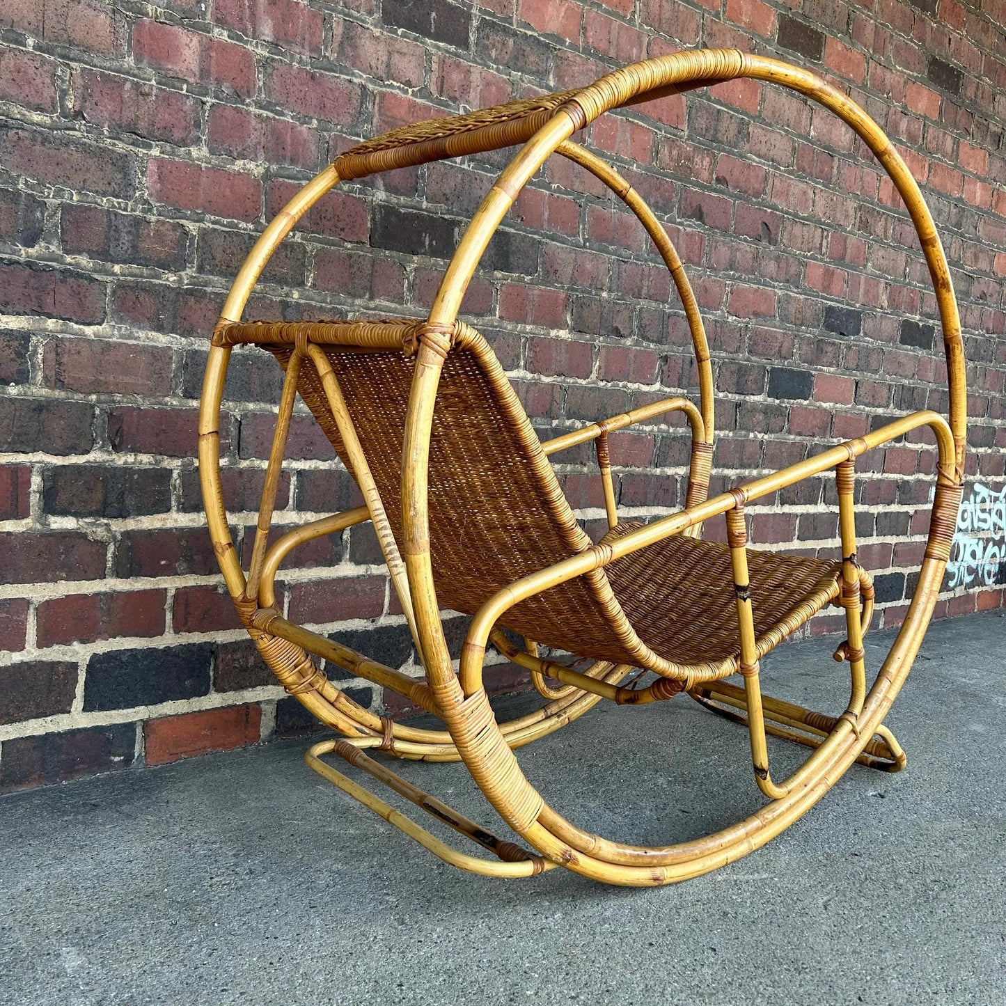 Franco Benttonica Dondolo Rattan Rocking Chair