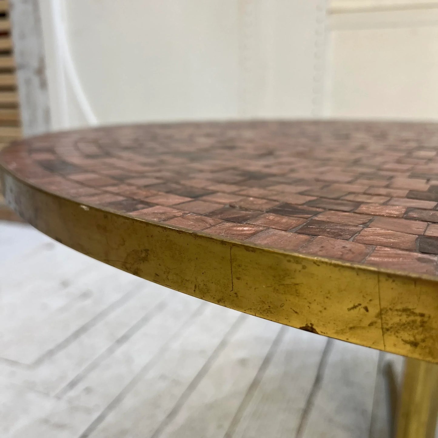 Mosaic Glass and Brass Table Kagan Dunbar Style