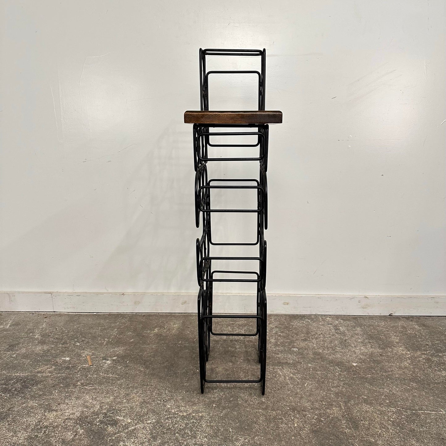 Arthur Umanoff Style Iron & Wood Wine Rack