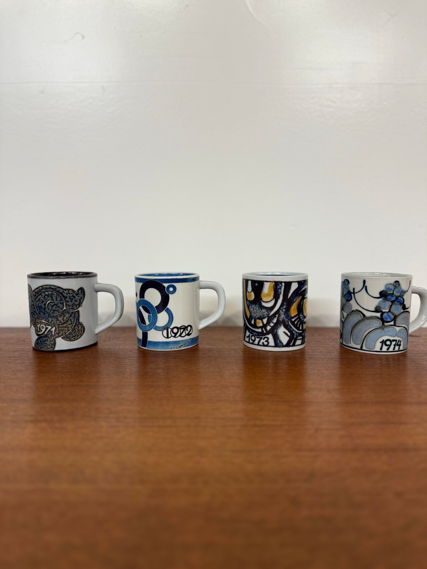 Complete Set of Royal Copenhagen Annual Mugs Small Size Years 67-14 47 Mugs Total