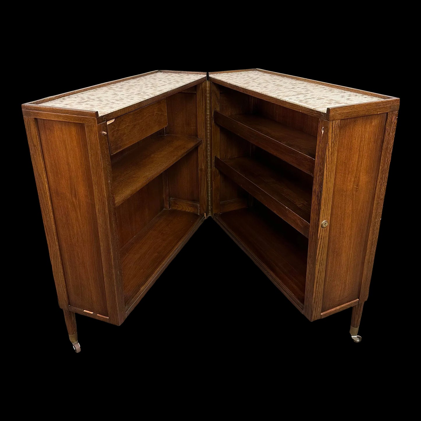 Mosaic Tile Folding Bar Cart by Henry Glass for Saginaw Furniture