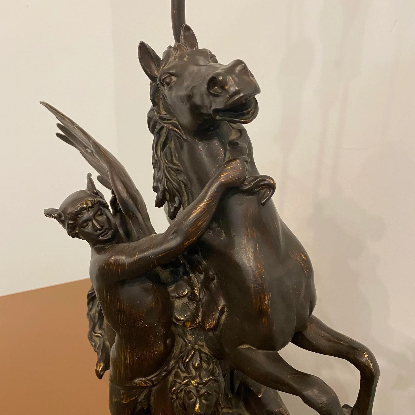 Emile Picault Bronze Sculpted Pegasus Lamp
