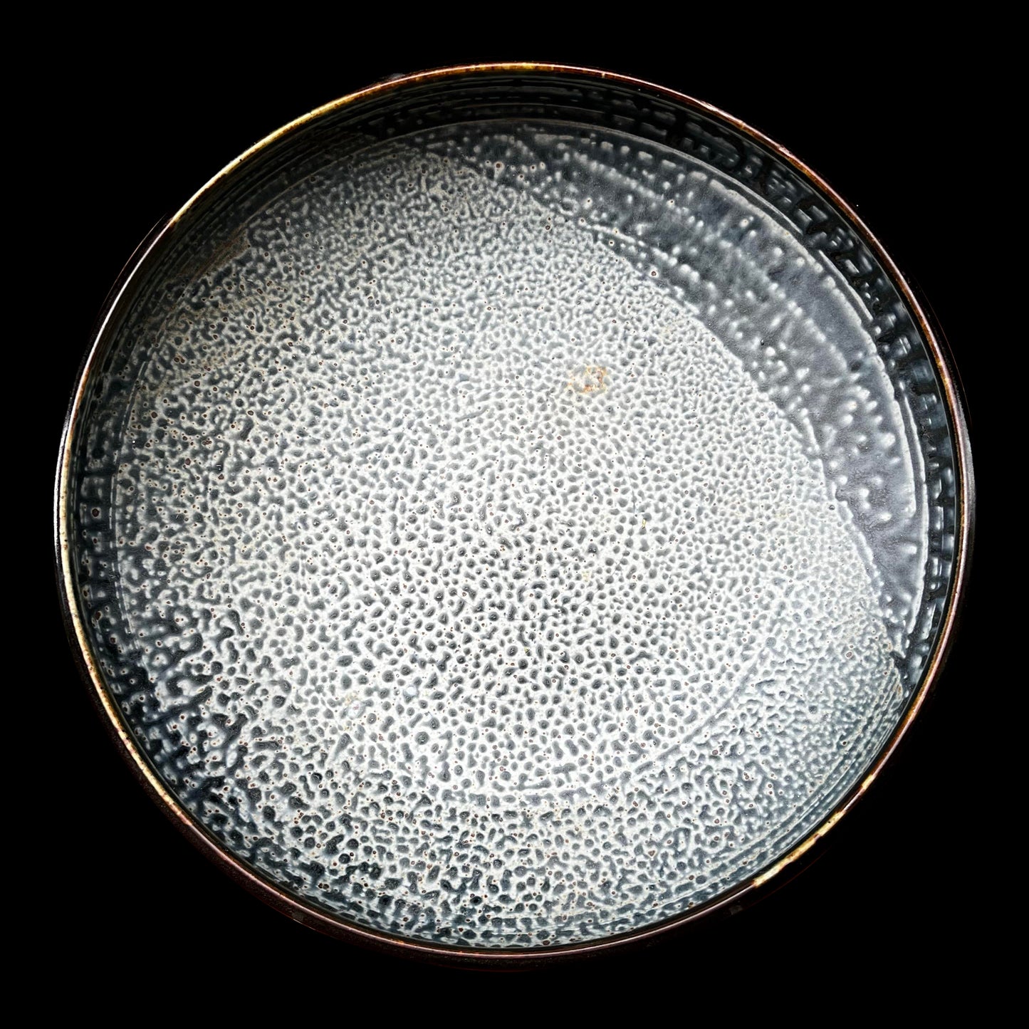 Stunning Ivory and Blue Ceramic Serving Bowl