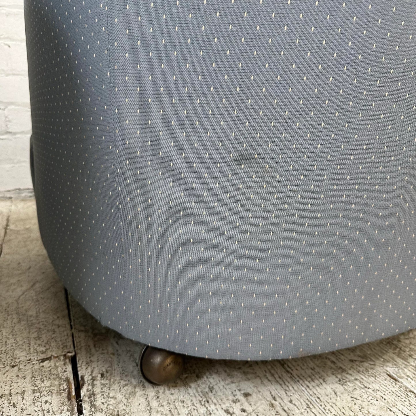 Pair of Drexel Blue Barrel Back Chairs on Casters