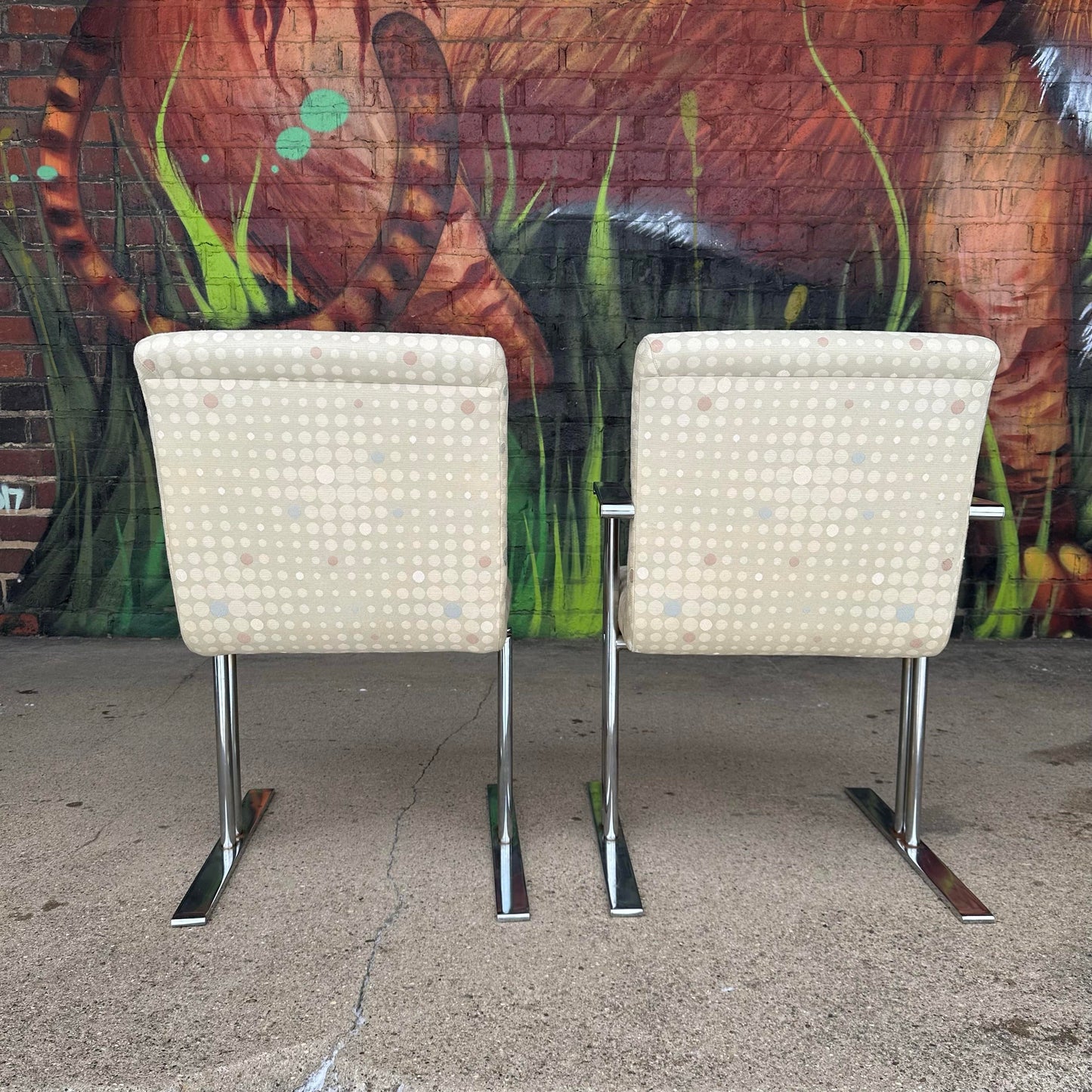 Set of 6 Directional Chrome Dining Chairs