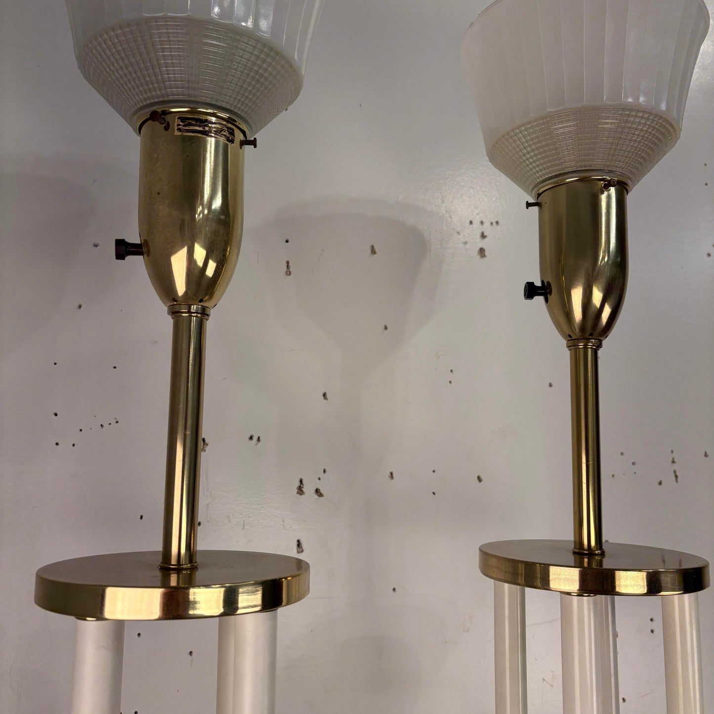 Pair of Colonial Premier Tall Brass and Marble Candelabra Style Table Lamps in the Style Tommi Parzinger