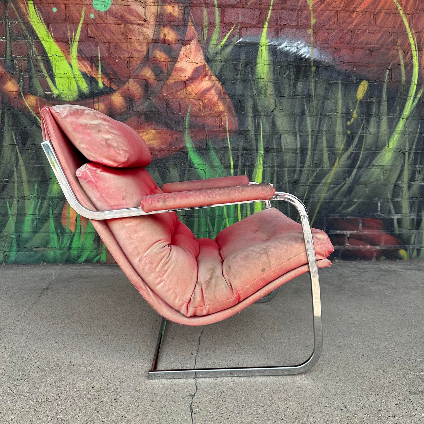 Mid Century Modern Milo Baughman Style for Carson Inc. Chrome Cantilever Lounge Chair