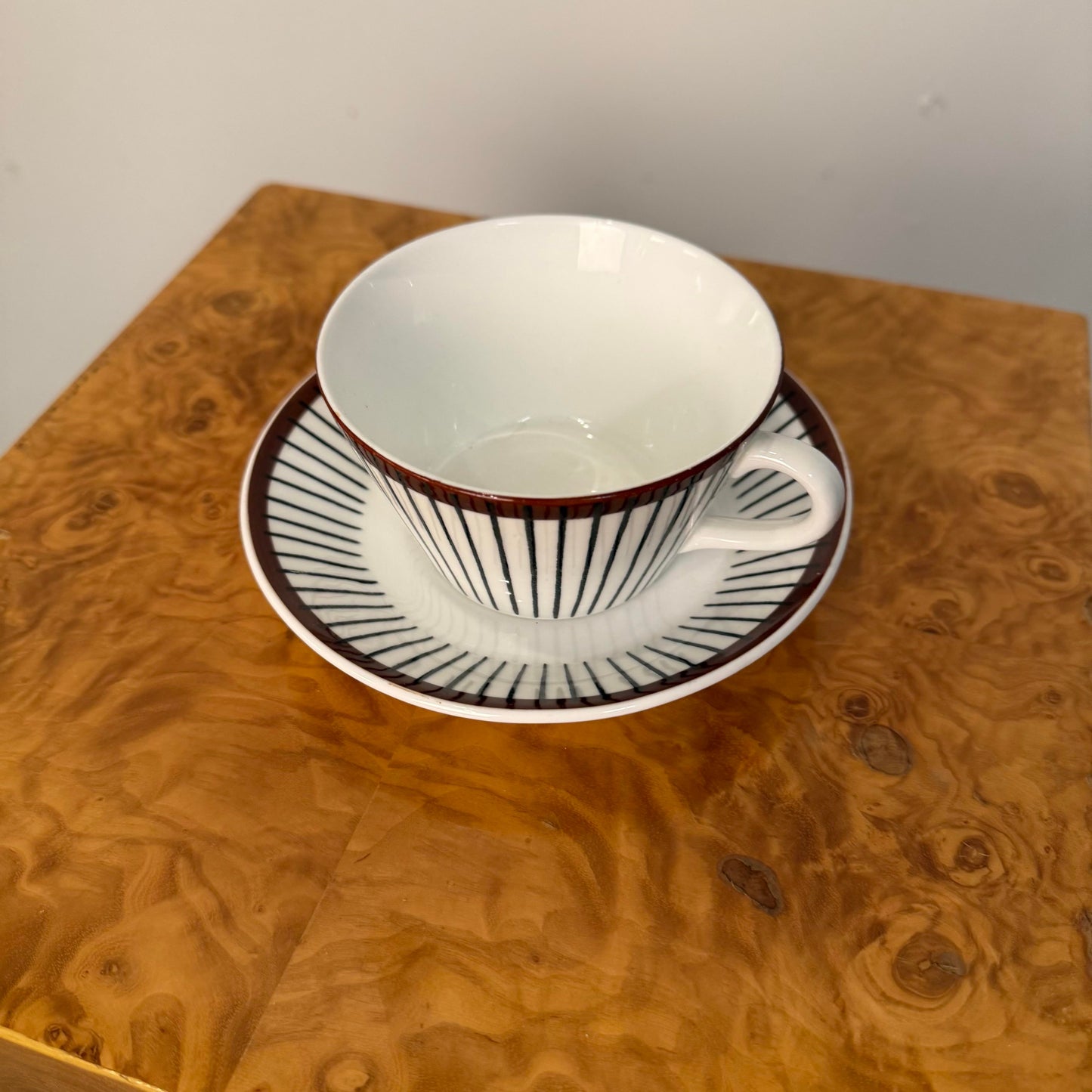 Stig Lindberg "Spisa Ribb" Coffee Cup With Saucer - Swedish Vintage Design From Gustavsberg, Sweden