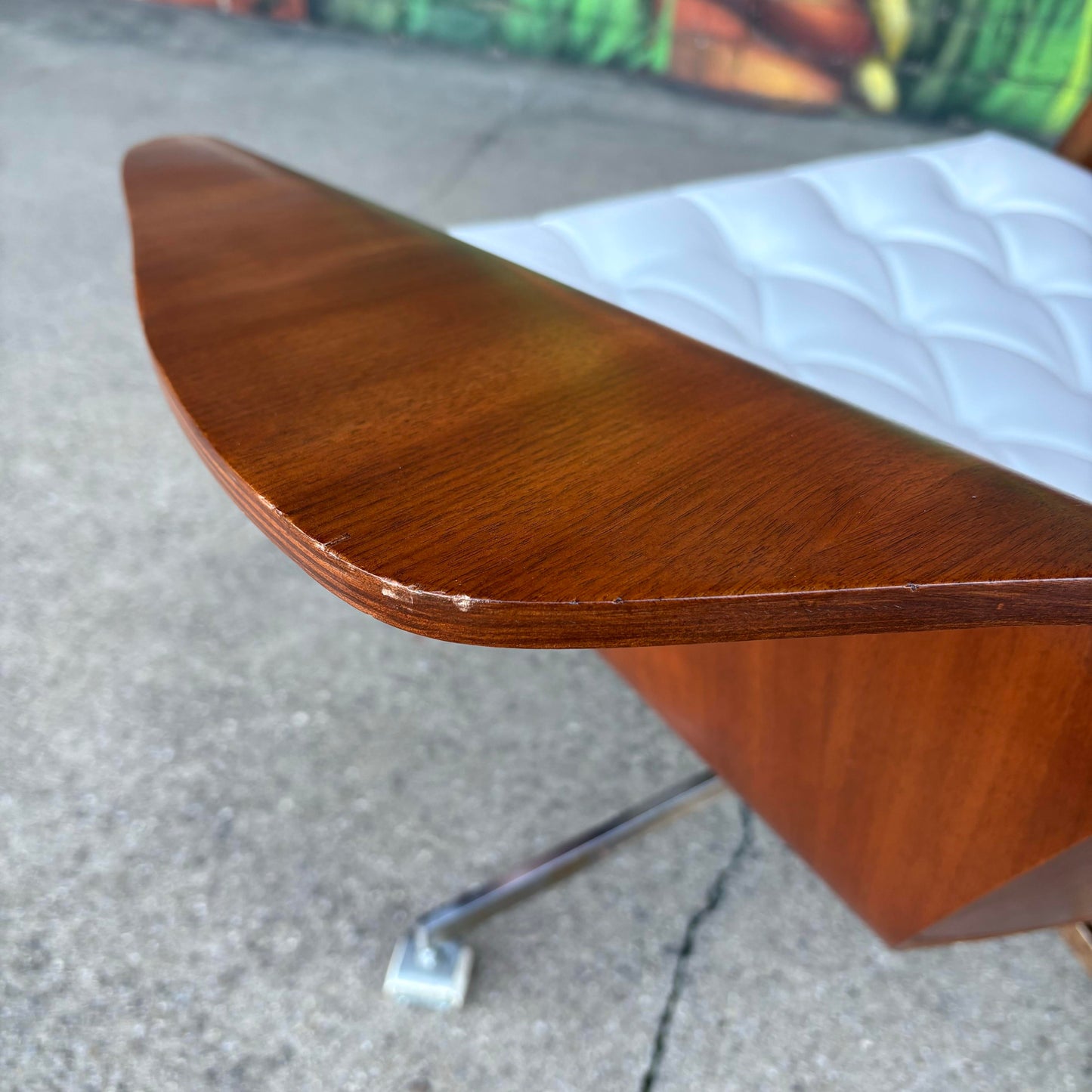 Mid Century Modern Plycraft Style Lounge Mr. Chair Newly Upholstered in White Leather