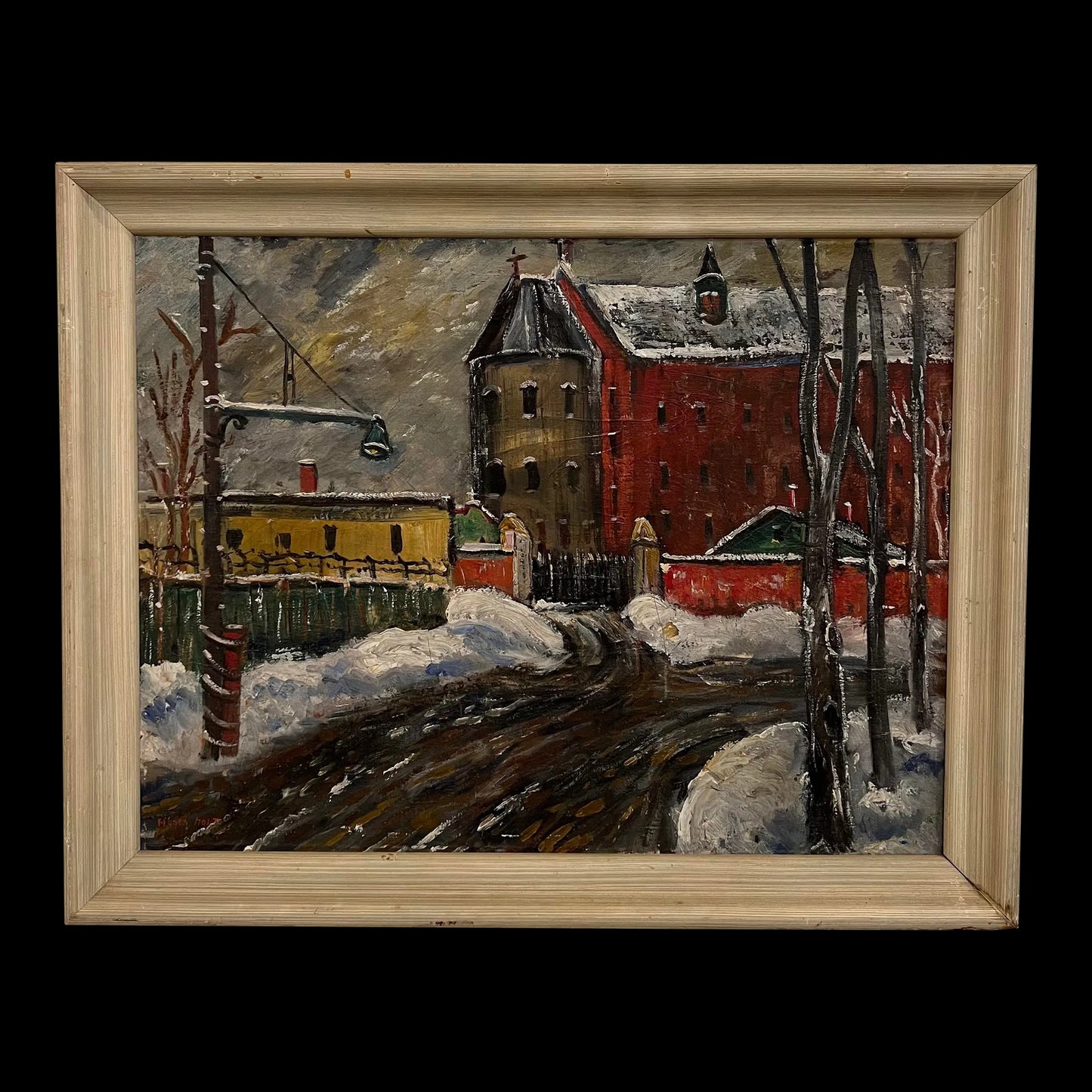 Cleveland Winter Cityscape Painting Signed Halt