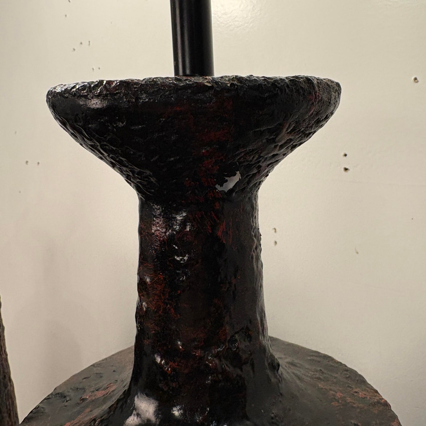 Pair Century Modern Pair of Lamps With Heavy Lava Glaze Textured