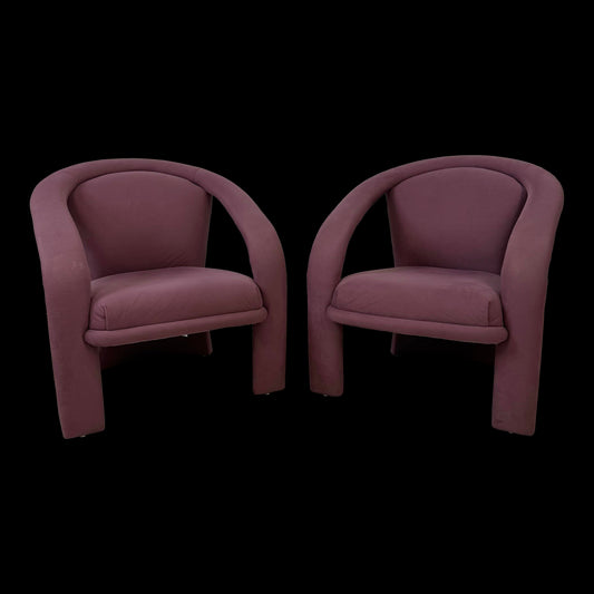 Pair of Pink Kagan Style Lounge 3 Leg Chairs by Carson’s