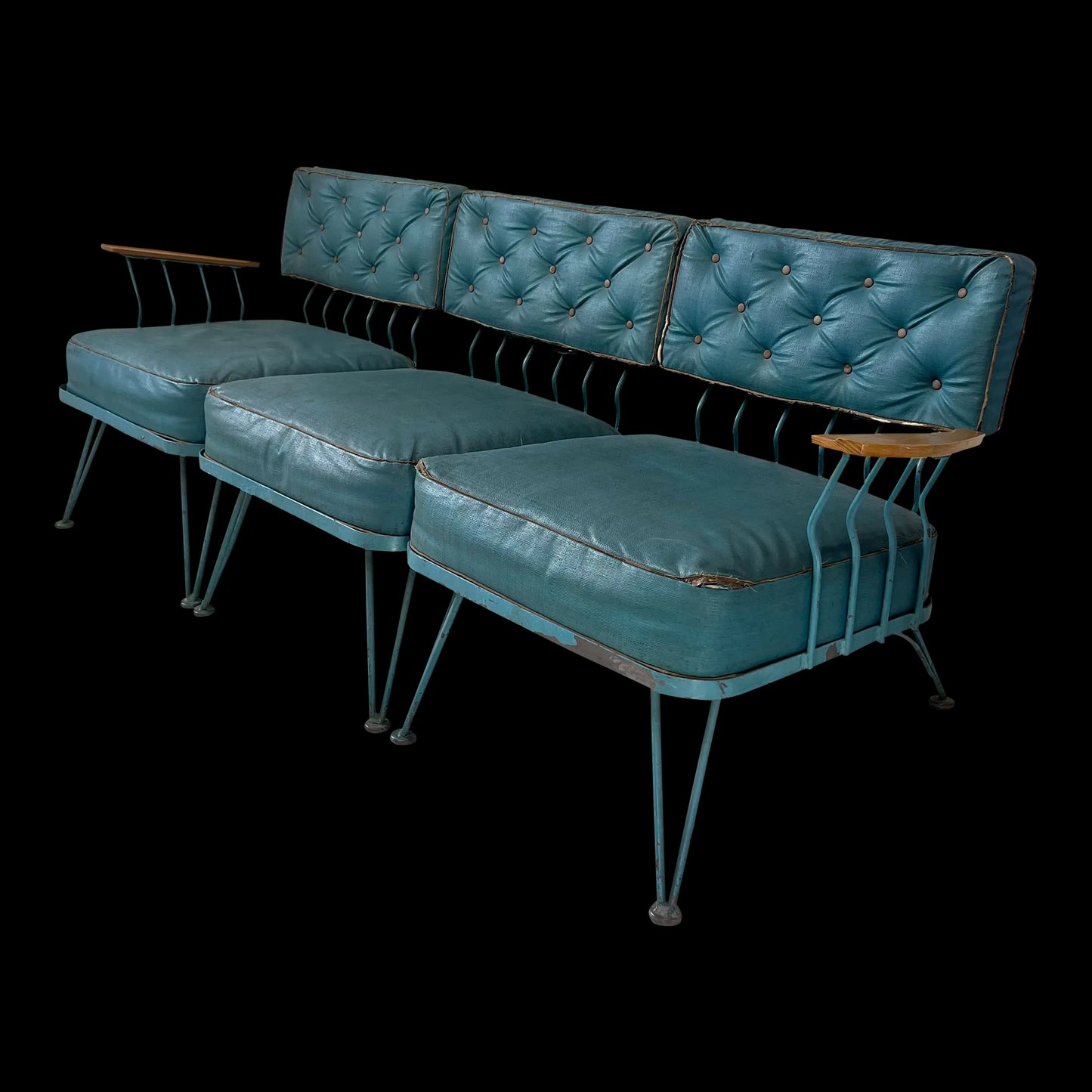 Vintage Woodard Outdoor Patio Sectional Sofa, Attributed