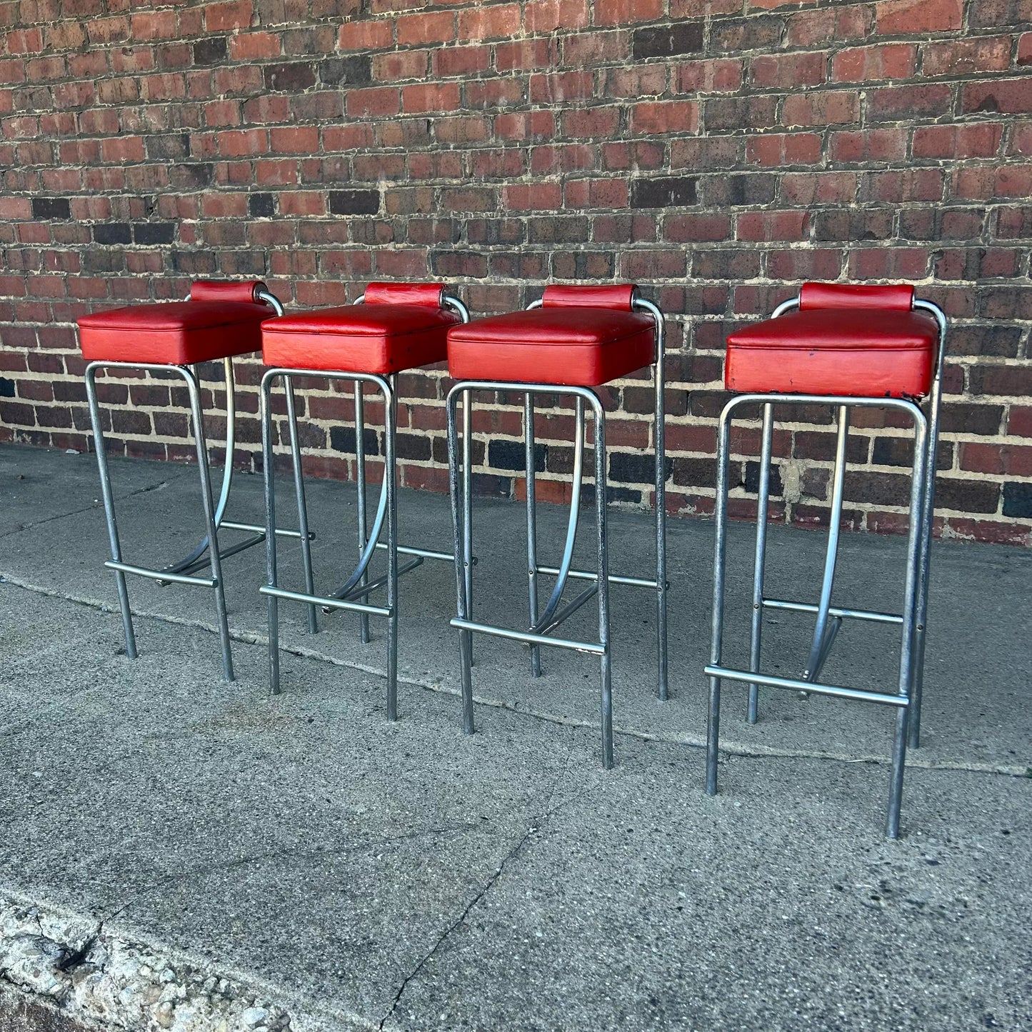 Set of 4 Art Deco Machine Age Bar Stools From Empire State Building