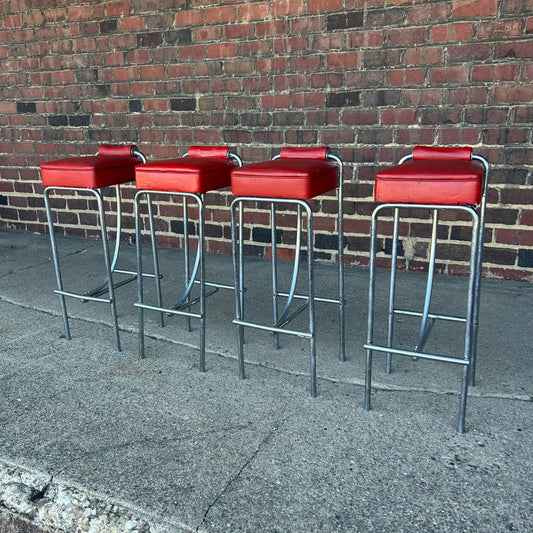 Set of 4 Art Deco Machine Age Bar Stools From Empire State Building