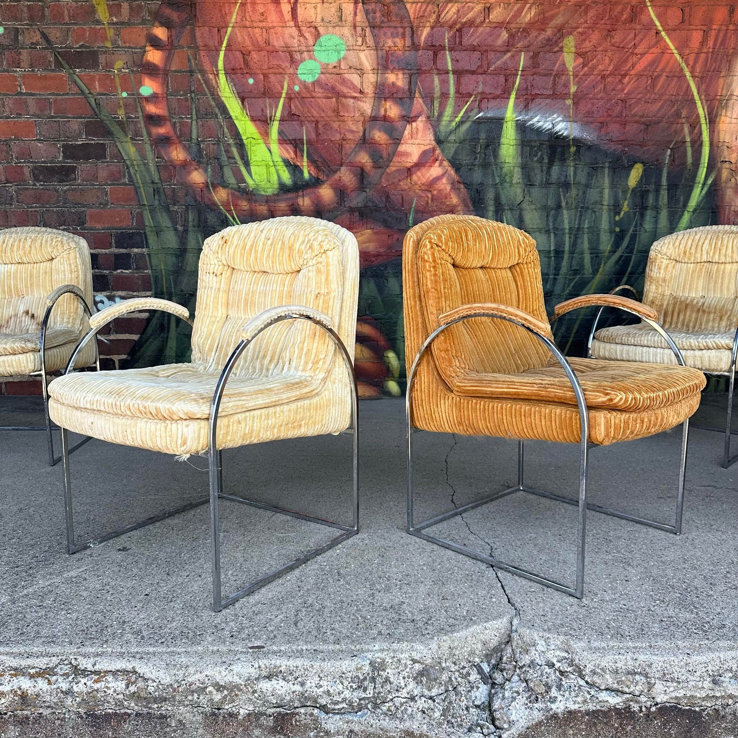 Set of 6 Founders Milo Baughman Style Dining Chairs